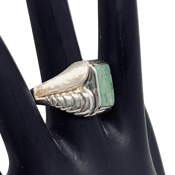 Vintage Clark and Coombs Sterling Silver Turquoise Men’s Ring (R359) - Picture 4 of 7